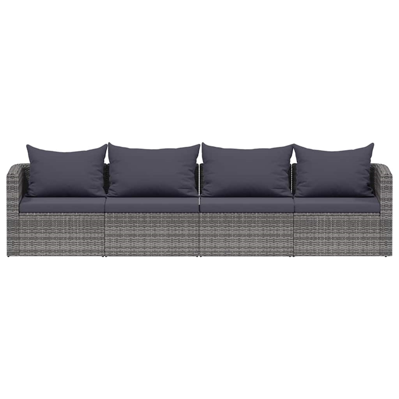 Afuera Living Contemporary Rattan 4 Piece Garden Sofa Set in Gray