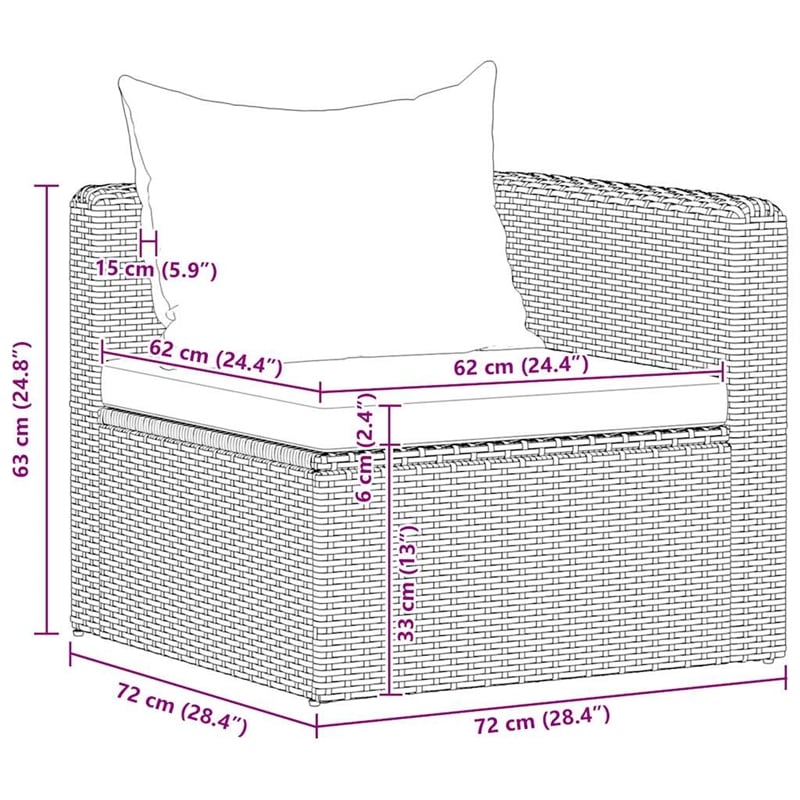 Afuera Living Contemporary Rattan 4 Piece Garden Sofa Set in Gray