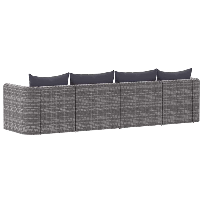 Afuera Living Contemporary Rattan 4 Piece Garden Sofa Set in Gray