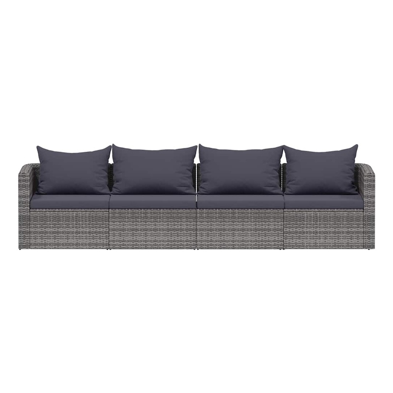 Afuera Living Contemporary Rattan 4 Piece Garden Sofa Set in Gray