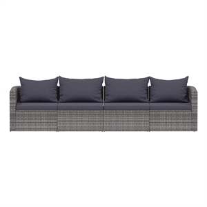 Afuera Living Contemporary Rattan 4 Piece Garden Sofa Set in Gray