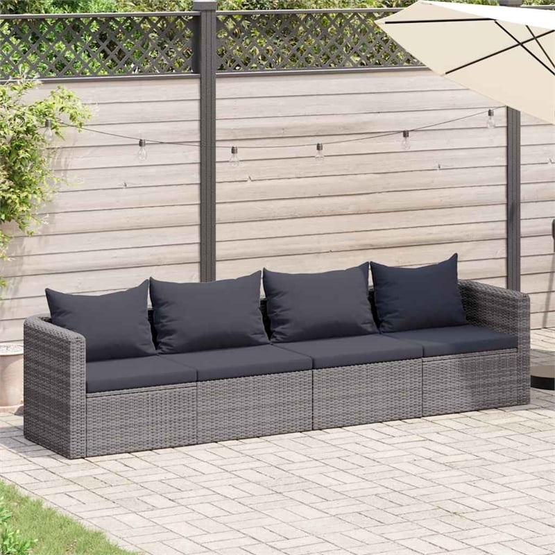 Afuera Living Contemporary Rattan 4 Piece Garden Sofa Set in Gray