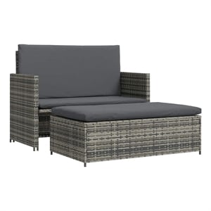 Afuera Living 2-Seater Rattan & Powder-Coated Steel & Polyester Sofa Set in Gray