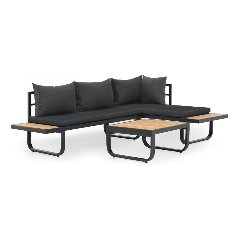 Afuera Living Set of 2 Medium Modular Aluminum Sofa Set in Anthracite