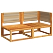 Afuera Living 2-Seater Acacia Wood And Rope Garden Sofa With Cushions in Cream