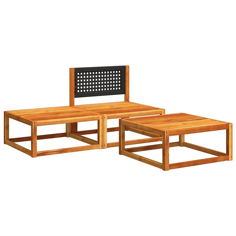 Afuera Living Solid Acacia Wood Modular Garden Sofa Set in Black