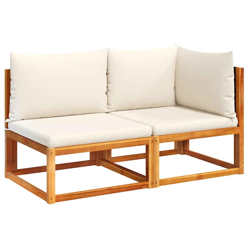 Afuera Living Medium Modular Solid Acacia Wood Garden Sofa in Black