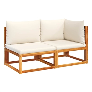 Afuera Living Medium Modular Solid Acacia Wood Garden Sofa in Black