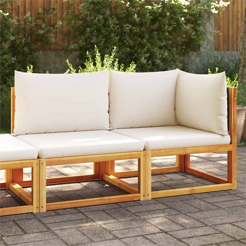 Afuera Living Medium Modular Solid Acacia Wood Garden Sofa in Black