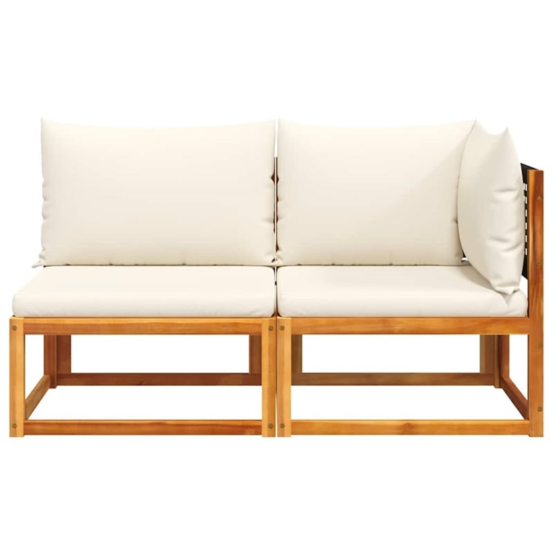 Afuera Living Medium Modular Solid Acacia Wood Garden Sofa in Black