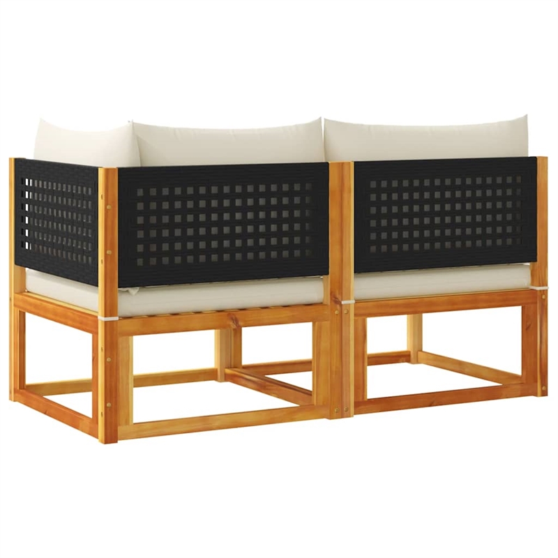 Afuera Living Medium Modular Solid Acacia Wood Garden Sofa in Black