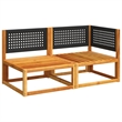 Afuera Living Medium Modular Solid Acacia Wood Garden Sofa in Black