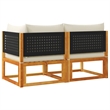 Afuera Living Medium Modular Solid Acacia Wood Garden Sofa in Black
