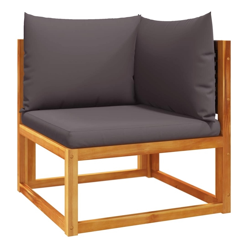 Afuera Living Acacia Wood & PE Rattan & Foam & Polyester Garden Sofa in Gray