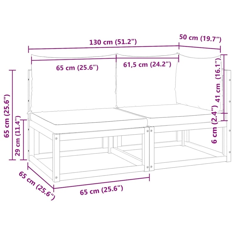 Afuera Living 2-Seater Modular Solid Acacia Wood & PE Rattan Garden Sofa in Gray