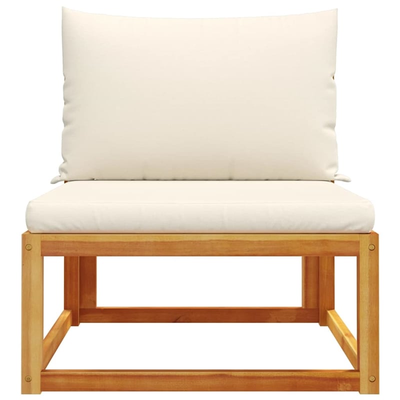 Afuera Living Modular Solid Acacia Wood & PE Rattan Garden Sofa in Beige & Cream