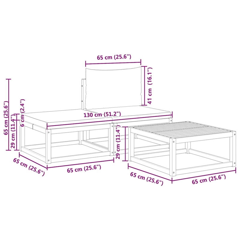 Afuera Living Medium Modular Solid Acacia Wood Garden Sofa Set in Beige