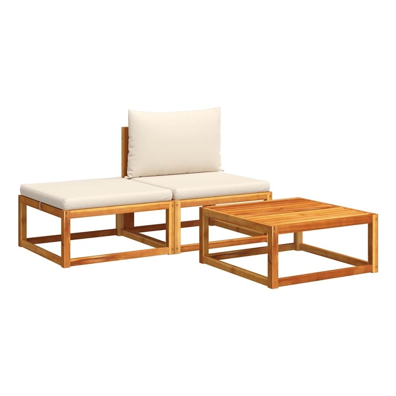 Afuera Living Medium Modular Solid Acacia Wood Garden Sofa Set in Beige