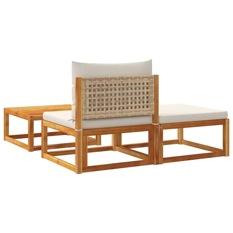 Afuera Living Medium Modular Solid Acacia Wood Garden Sofa Set in Beige