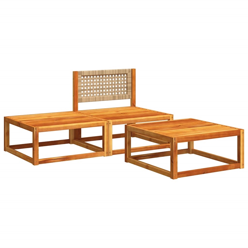 Afuera Living Medium Modular Solid Acacia Wood Garden Sofa Set in Beige
