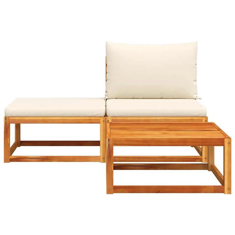Afuera Living Medium Modular Solid Acacia Wood Garden Sofa Set in Beige