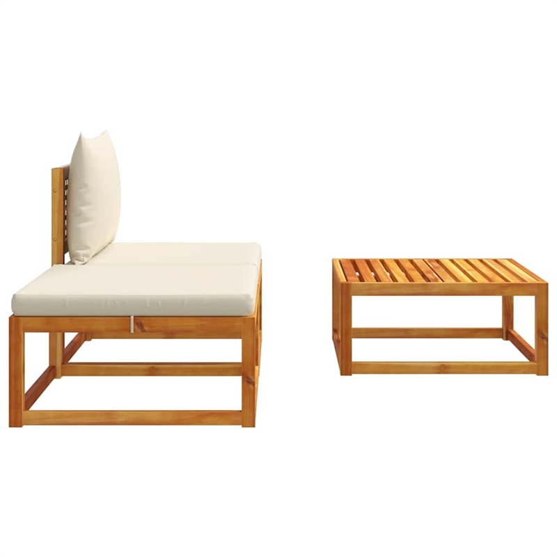 Afuera Living Medium Modular Solid Acacia Wood Garden Sofa Set in Beige