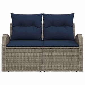 Afuera Living Contemporary Poly Rattan Garden Sofa With Cushion in Gray