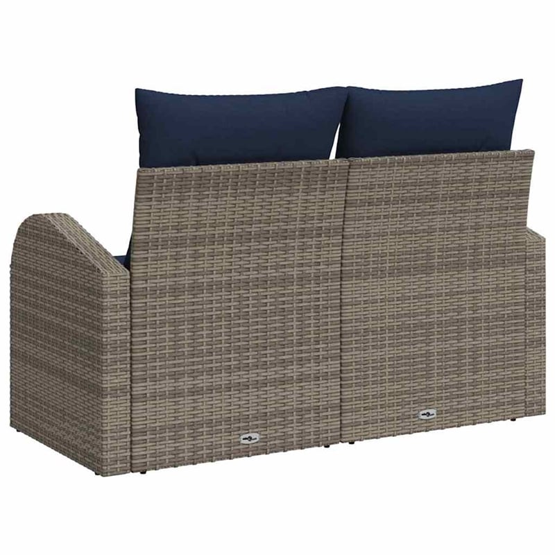 Afuera Living Contemporary Poly Rattan Garden Sofa With Cushion in Gray