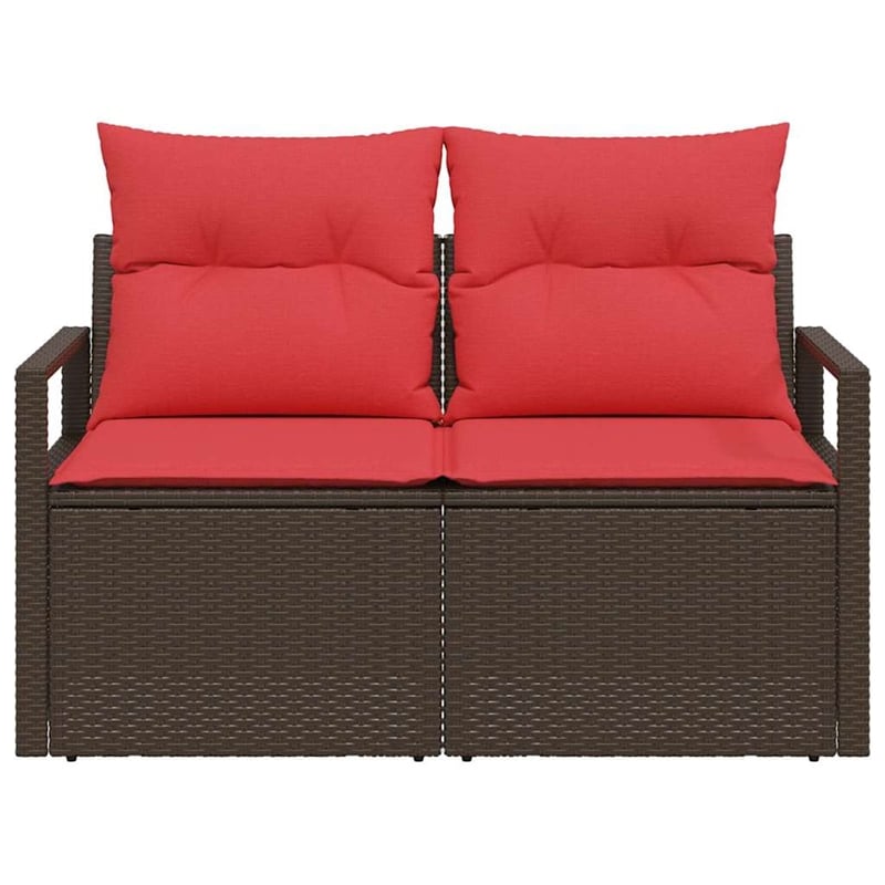 Afuera Living Brown Poly Rattan Garden Sofa With Cushions in Red