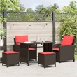 Afuera Living 4 Piece Patio Sofa Set With Cushions in Red and Brown Poly Rattan