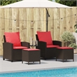 Afuera Living 4 Piece Patio Sofa Set With Cushions in Red and Brown Poly Rattan