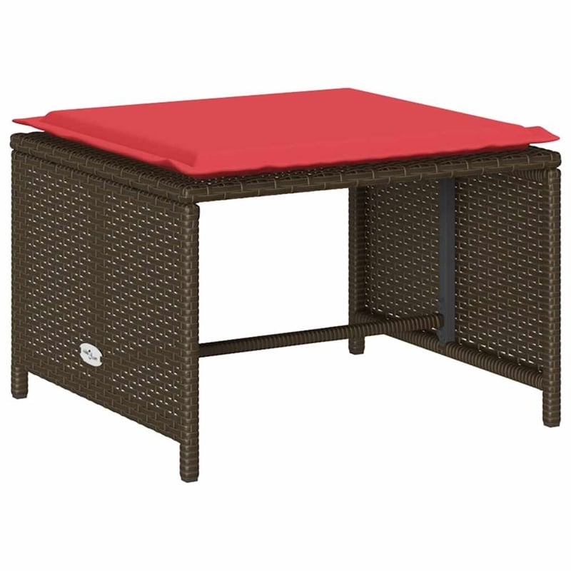Afuera Living 5 Pc Stackable Patio Sofa Set With Cushions in Red & Brown Rattan