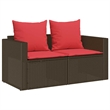 Afuera Living 5 Pc Stackable Patio Sofa Set With Cushions in Red & Brown Rattan