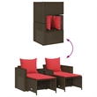 Afuera Living 5 Pc Stackable Patio Sofa Set With Cushions in Red & Brown Rattan