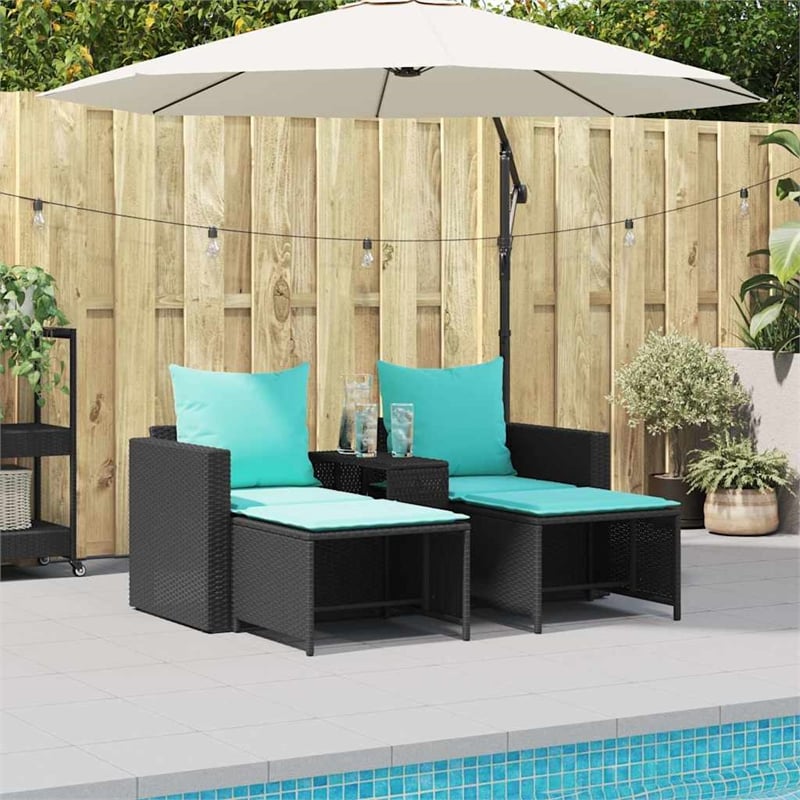 Afuera Living 5 Pc Stackable Patio Sofa Set with Cushions - Turquoise/Black