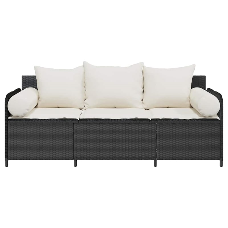 Afuera Living 3-Seater PE Rattan And Powder-Coated Steel Garden Sofa in Black