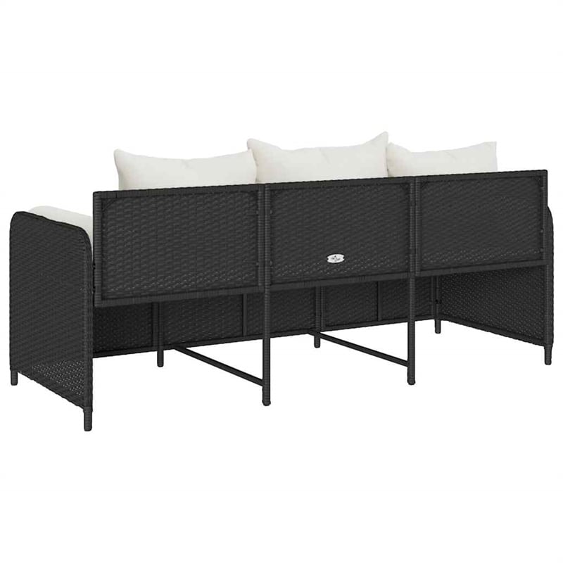 Afuera Living 3-Seater PE Rattan And Powder-Coated Steel Garden Sofa in Black