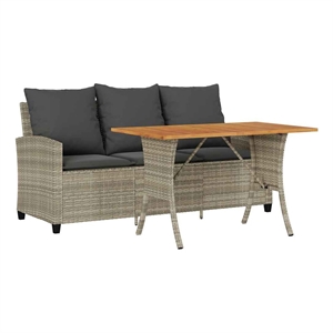 Afuera Living 3-Seater PE Rattan Garden Sofa With Adjustable Feet in Light Gray
