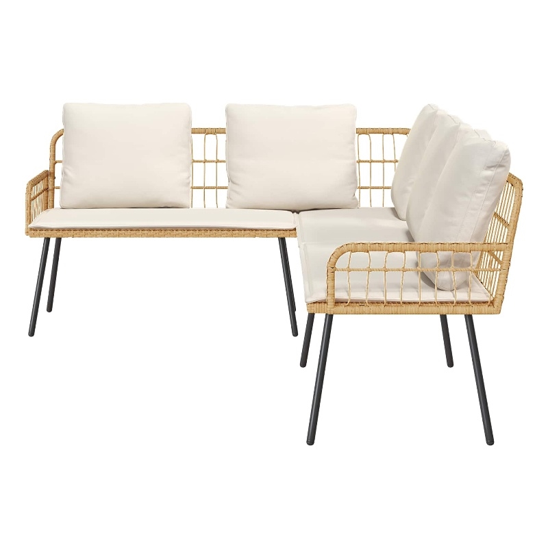Afuera Living Contemporary Metal Sofa With Cushions in Brown/Cream