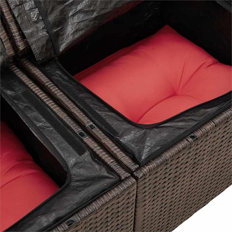 Afuera Living Brown Poly Rattan Garden Sofa With Cushions in Red
