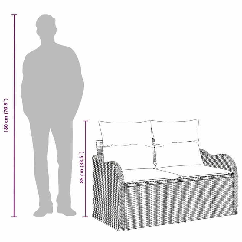 Afuera Living Gray Poly Rattan Garden Sofa With Cushions in Navy Blue