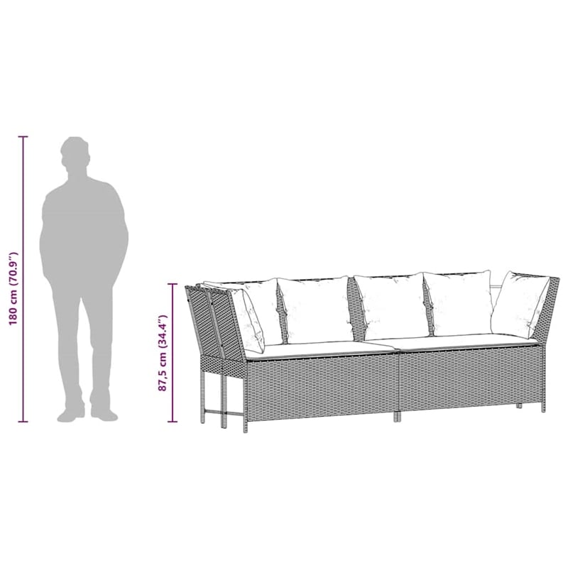 Afuera Living PE Rattan & Powder-Coated Steel & Polyester Garden Sofa in Gray