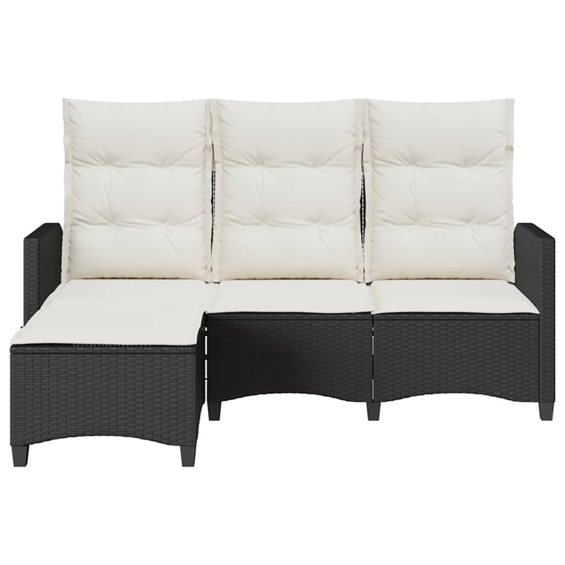 Afuera Living Contemporary Reclining PE Rattan Garden Sofa in Black
