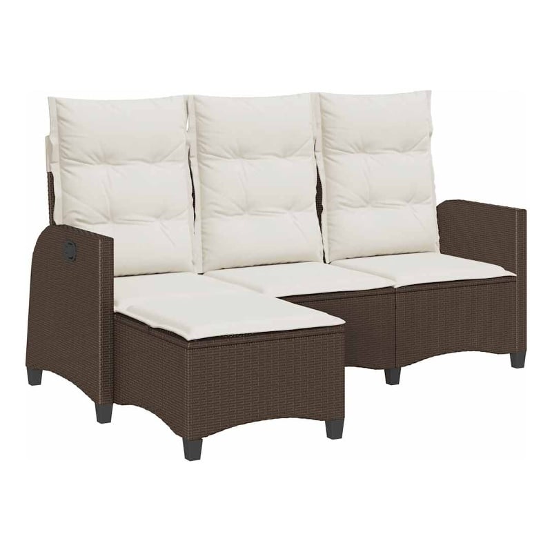 Afuera Living Medium Rattan & Powder-Coated Steel Reclining Garden Sofa in Brown