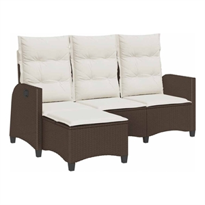 Afuera Living Medium Rattan & Powder-Coated Steel Reclining Garden Sofa in Brown