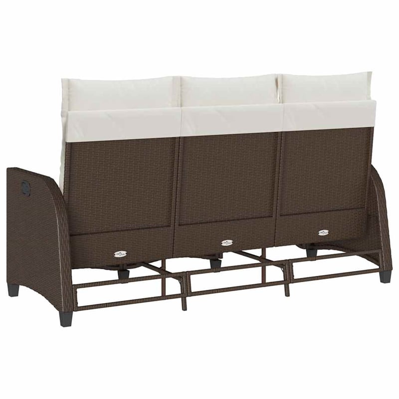 Afuera Living Medium Rattan & Powder-Coated Steel Reclining Garden Sofa in Brown
