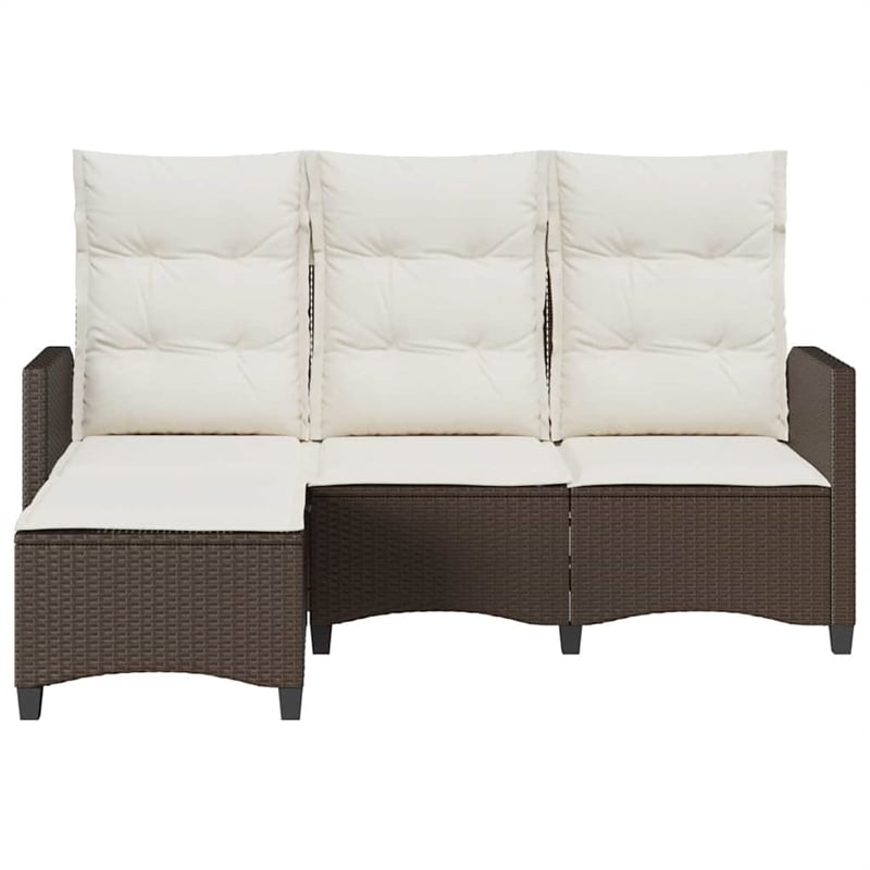 Afuera Living Medium Rattan & Powder-Coated Steel Reclining Garden Sofa in Brown