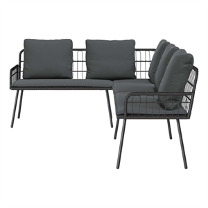Afuera Living Contemporary Metal Sofa With Cushions in Gray Finish