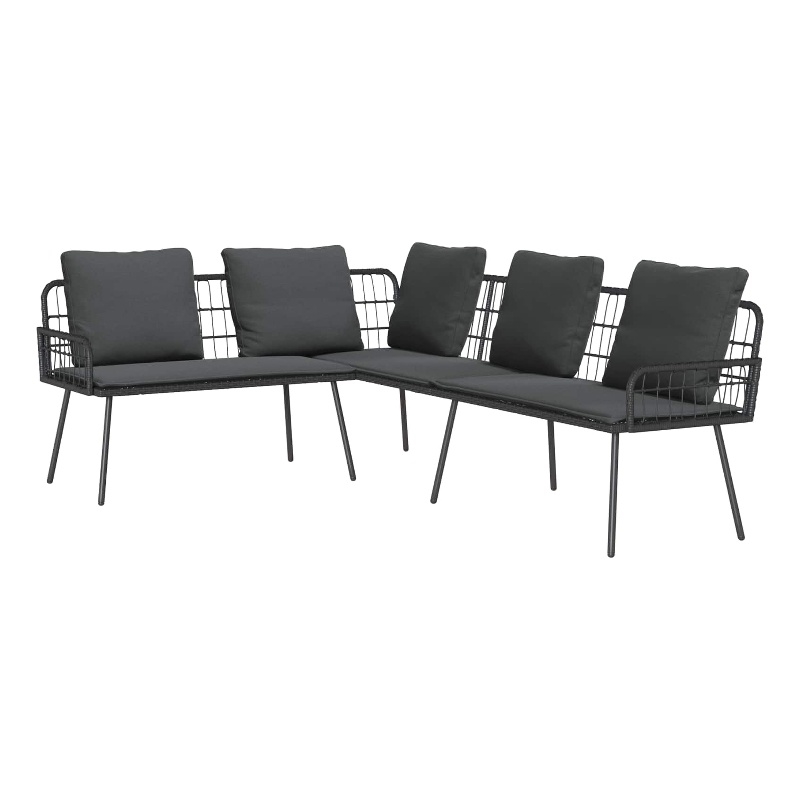Afuera Living Contemporary Metal Sofa With Cushions in Gray Finish