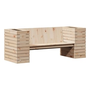 Afuera Living Contemporary Solid Pine Wood Planter Bench in Natural Wood